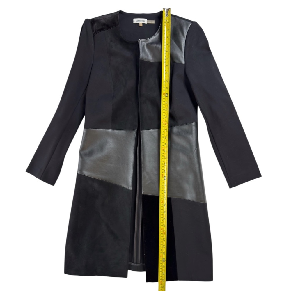 Calvin Klein NWOT Office Edgy Chic Long Sleeve Topper Jacket Suede Leather S - Picture 6 of 11